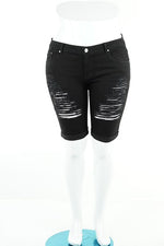 Load image into Gallery viewer, Distressed Denim Women Bermuda Ripped Shorts
