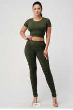 Load image into Gallery viewer, Crop Top With Full Wrinkle Leggings
