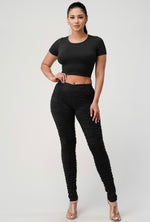 Load image into Gallery viewer, Crop Top With Full Wrinkle Leggings
